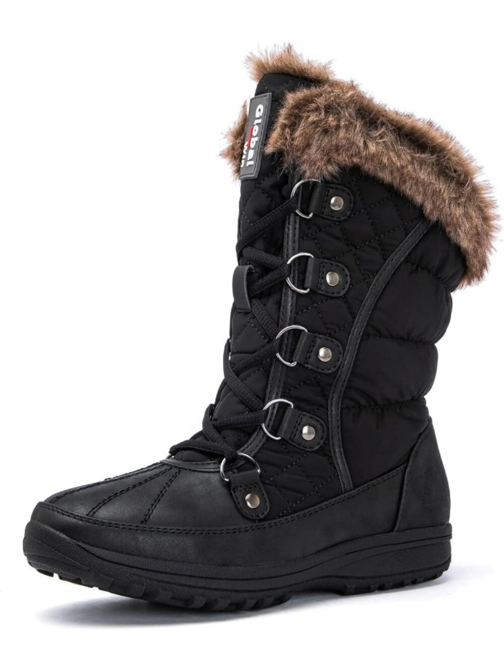 Waterproof Mid-Calf Winter Snow Boots with Thermal Fleece Lining & Non-Slip Sole